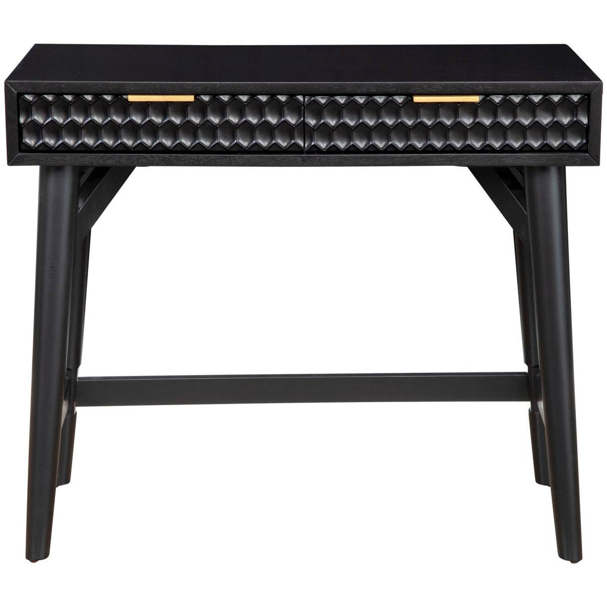 White Pearl Mini Desk with 2 Drawers and Gold Accent Handles – view 6