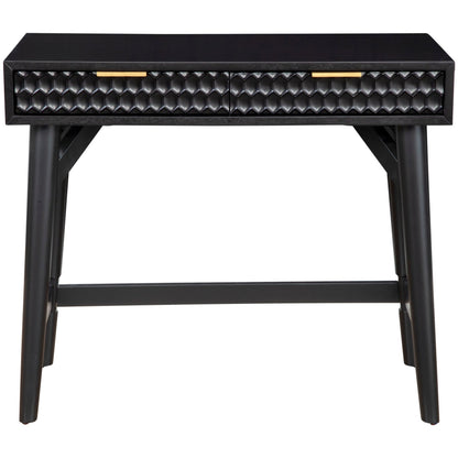 White Pearl Mini Desk with 2 Drawers and Gold Accent Handles – view 6