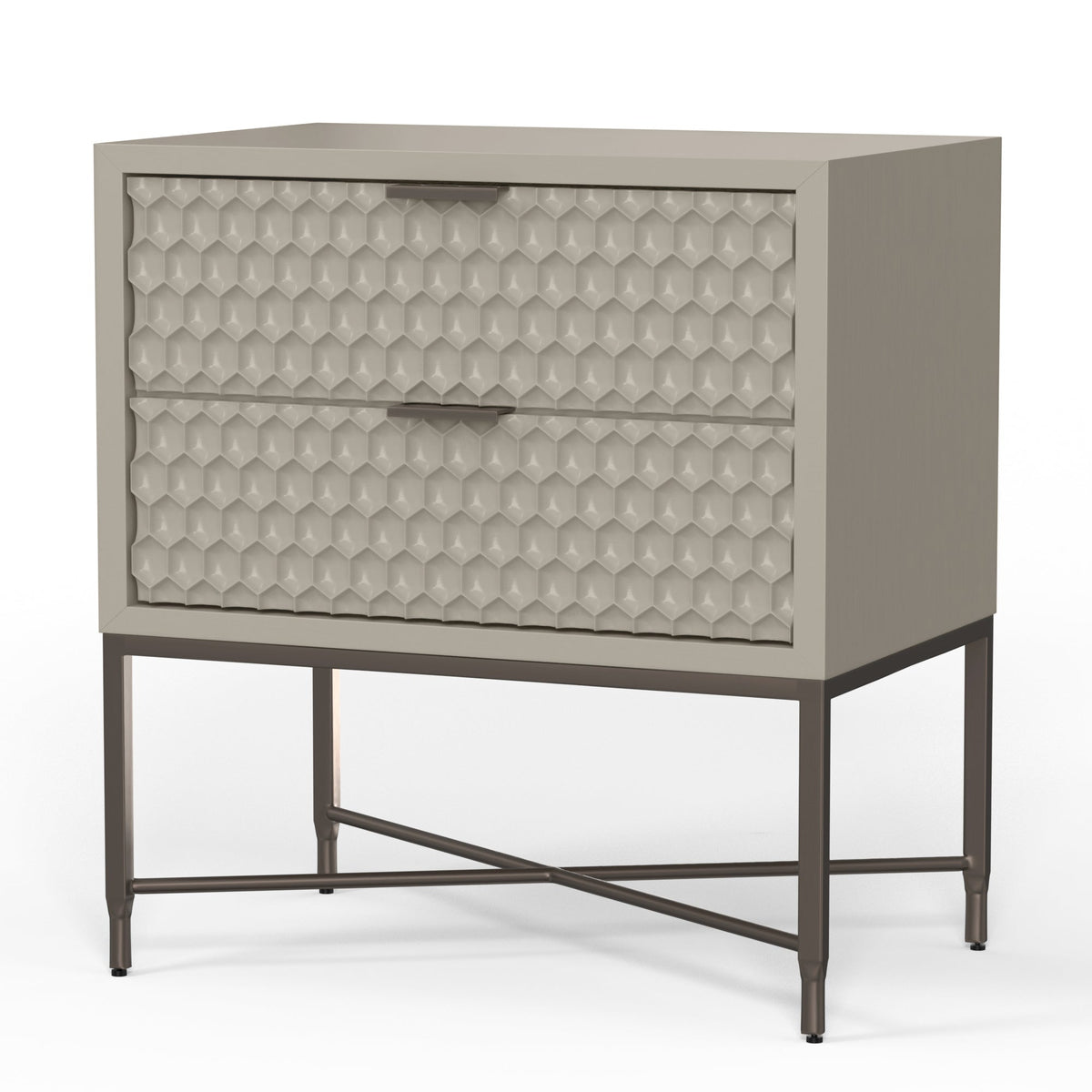 White Pearl Contemporary Nightstand with Gold Metal Base – view 13