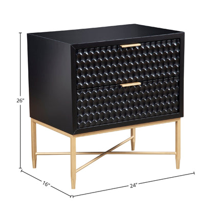 White Pearl Contemporary Nightstand with Gold Metal Base – view 10
