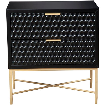 White Pearl Contemporary Nightstand with Gold Metal Base – view 8