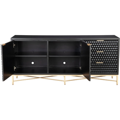White Pearl Mahogany Media Console with Gold Metal Base – view 14