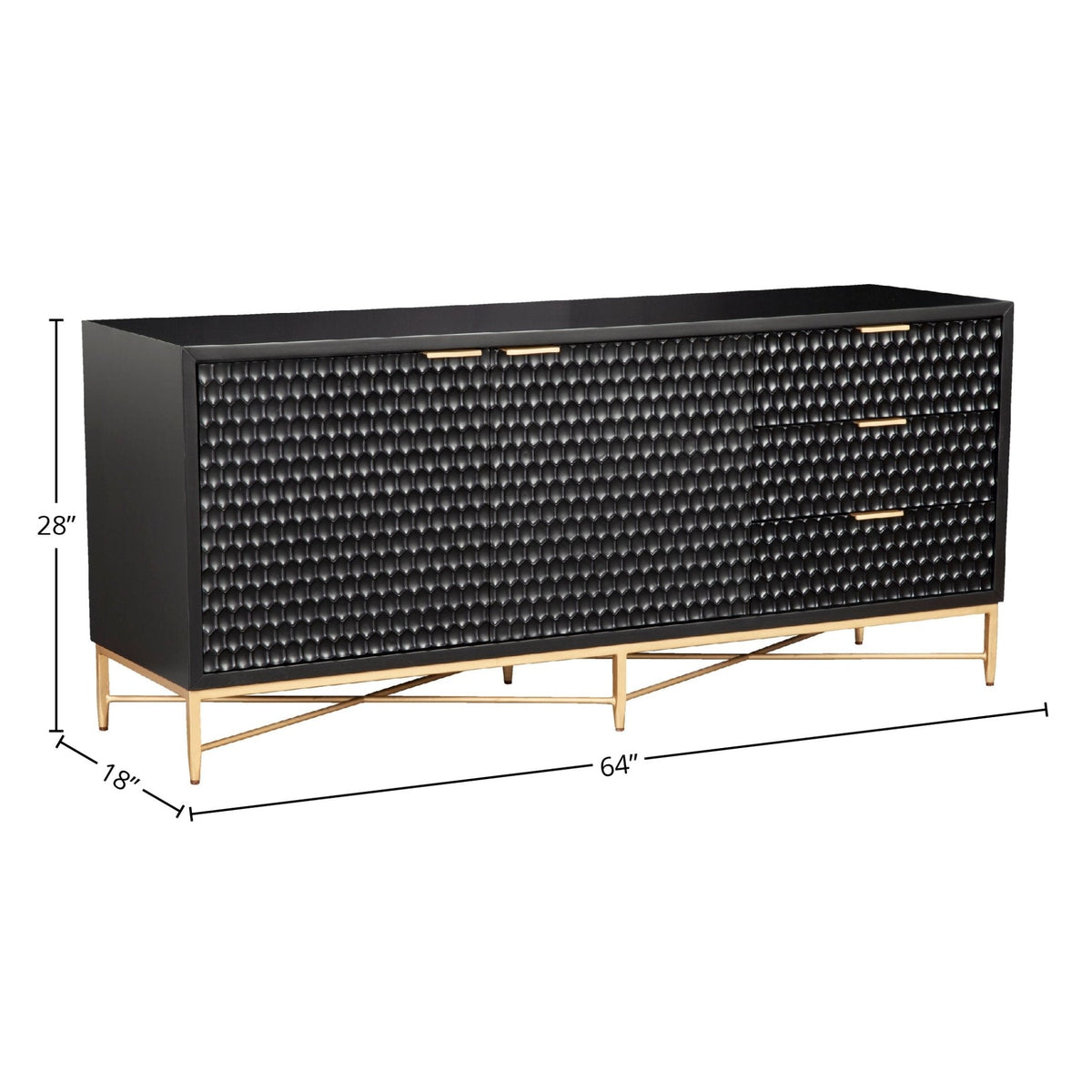 White Pearl Mahogany Media Console with Gold Metal Base – view 19