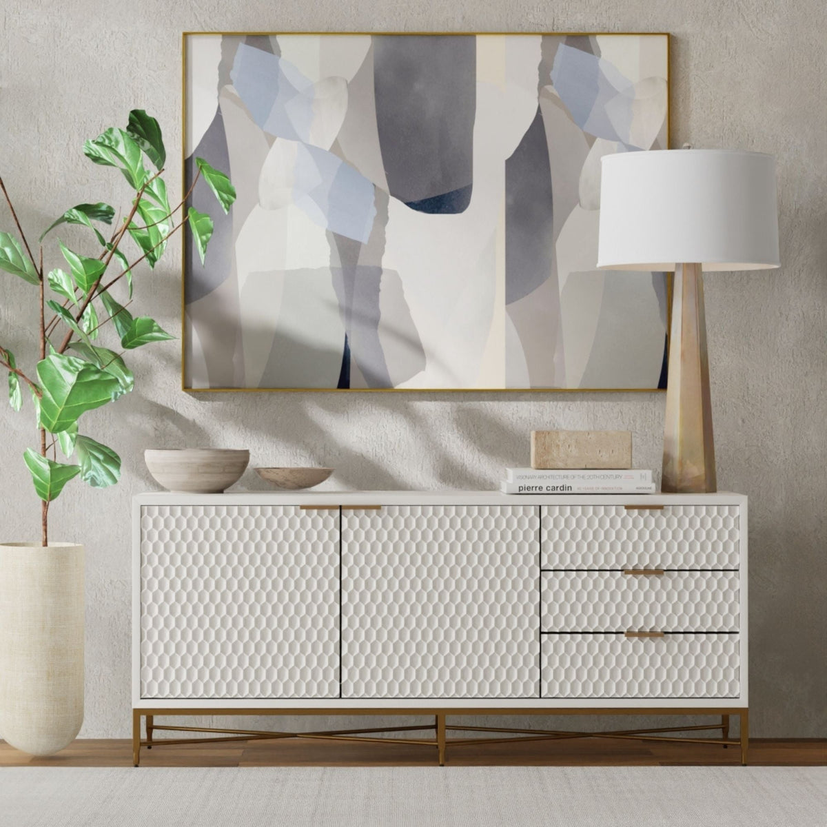 White Pearl Mahogany TV Console