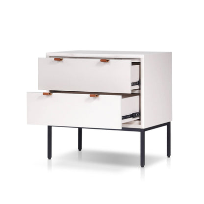 Wilma Modern White Nightstand with Soft-Close Drawers and Metal Legs – view 5