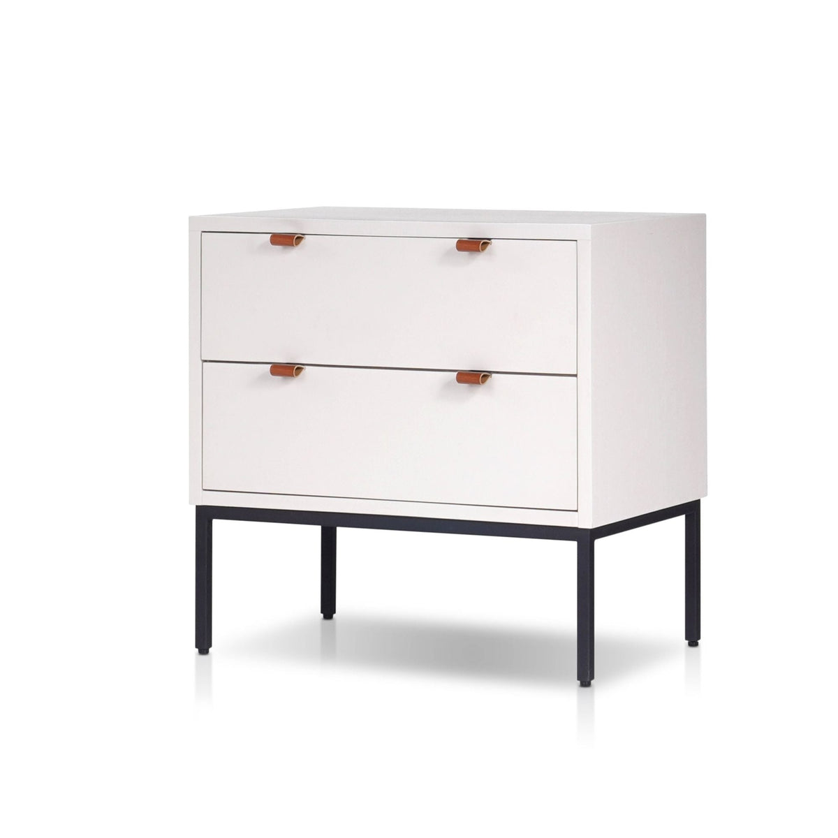 Wilma Modern White Nightstand with Soft-Close Drawers and Metal Legs – view 4