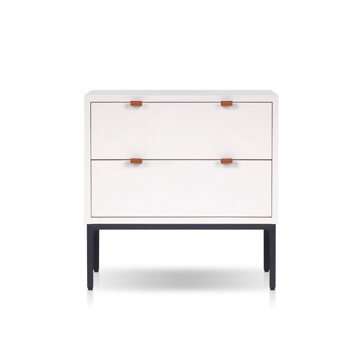 Wilma Modern White Nightstand with Soft-Close Drawers and Metal Legs – view 3