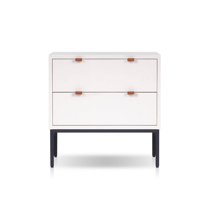 Wilma Modern White Nightstand with Soft-Close Drawers and Metal Legs – view 3