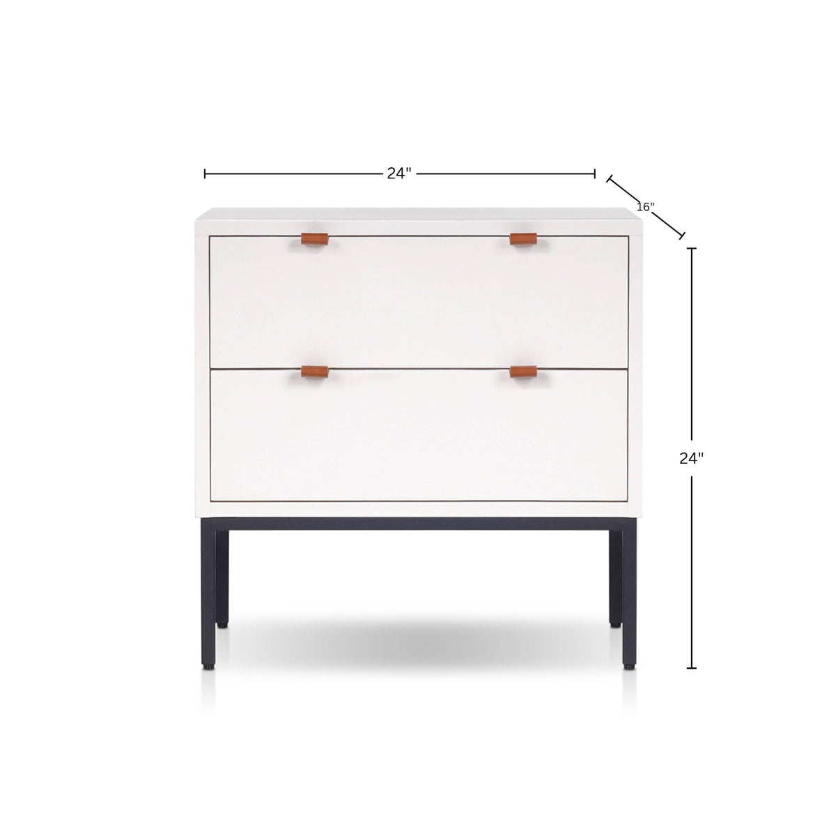 Wilma Modern White Nightstand with Soft-Close Drawers and Metal Legs – view 7
