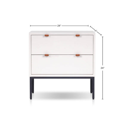Wilma Modern White Nightstand with Soft-Close Drawers and Metal Legs – view 7