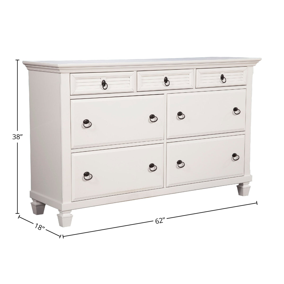 Winchester 7-Drawer Dresser in White Pine Wood – view 8