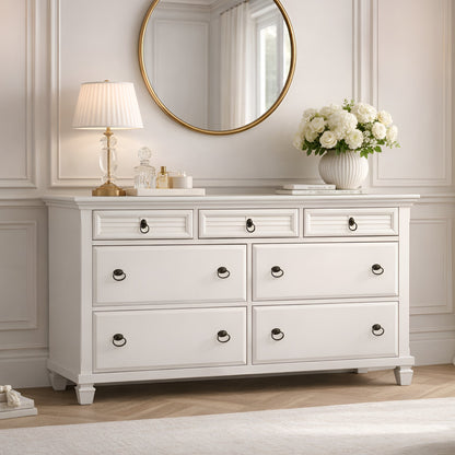 White Pine Wood 7-Drawer Dresser for Refined Storage