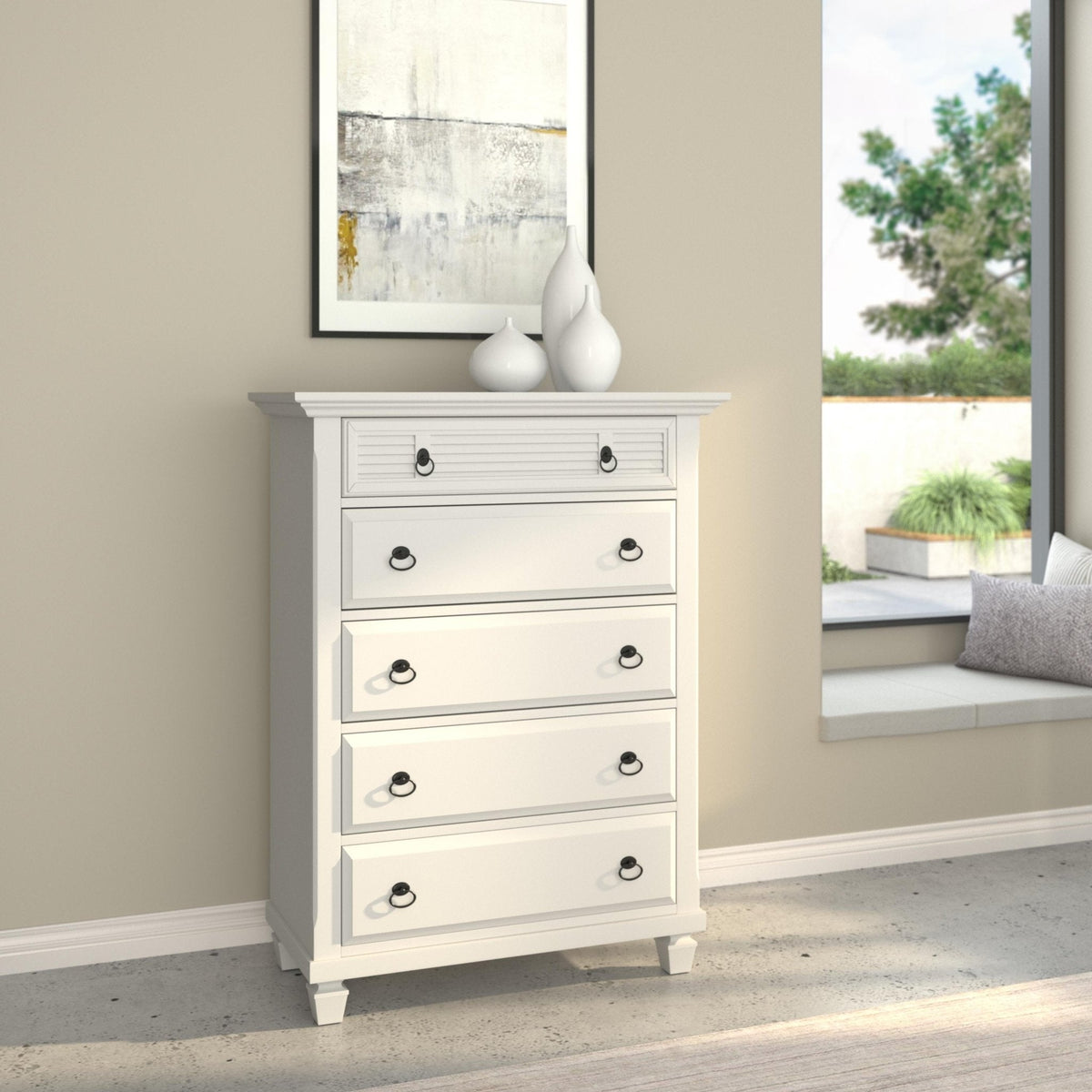 Winchester 5-Drawer Chest in White Pine Wood Solids – view 2