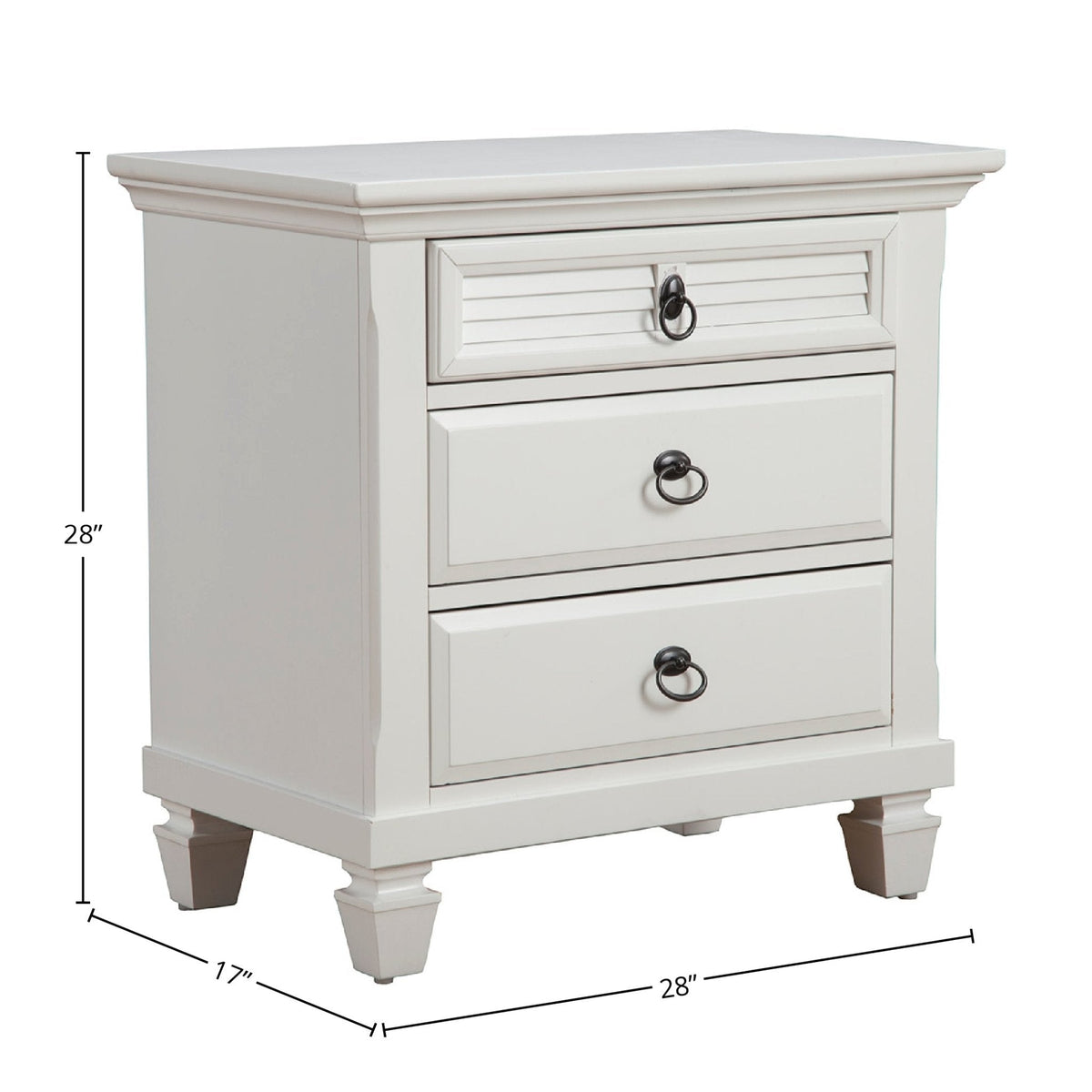 Winchester White Pine 3-Drawer Nightstand with Ring Handles – view 9