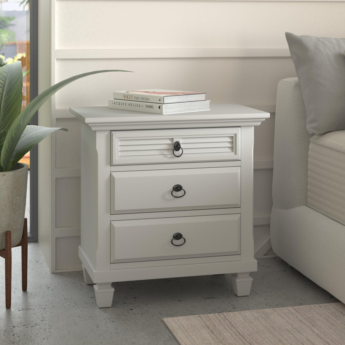 Winchester White Pine 3-Drawer Nightstand with Ring Handles – view 2