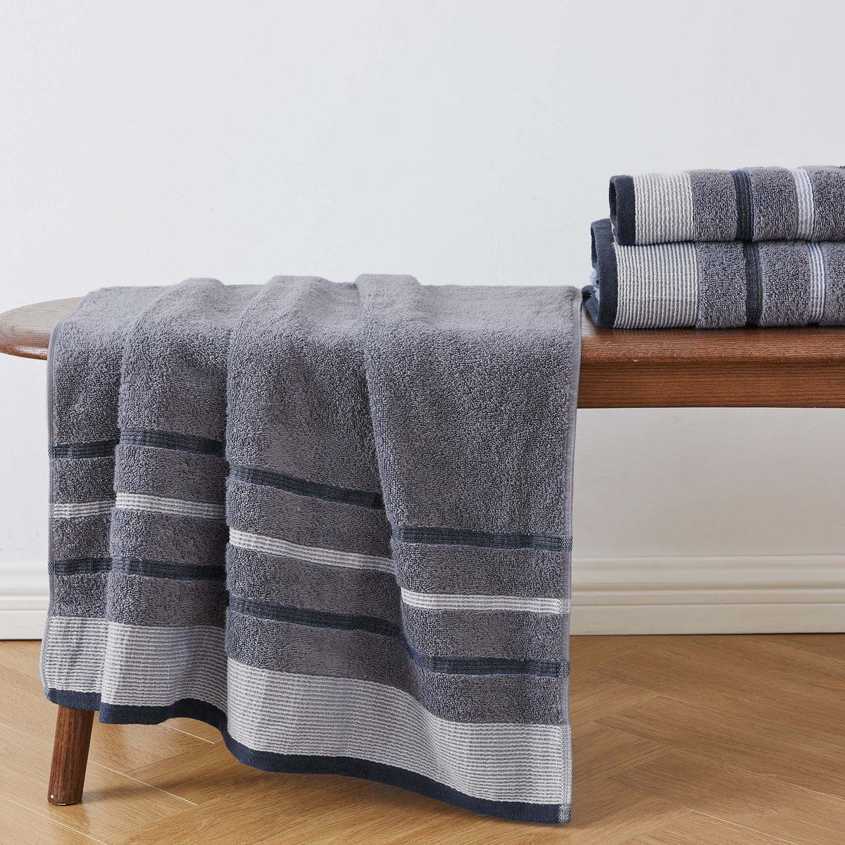 Decorative Cotton Stripe Bath Towel Set – Noelle Collection – view 116