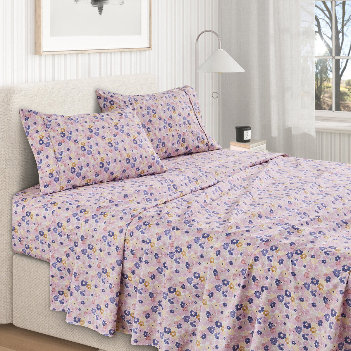 Watercolor Floral Microfiber Sheet Set – Delia Collection – view 61