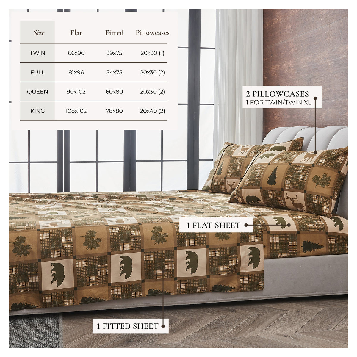 Lodge Print Microfiber Sheet Set – Mountain Ridge Collection – view 31