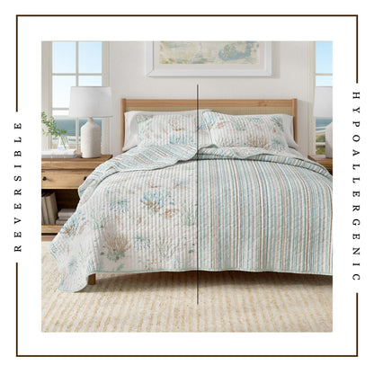 Aqua Grove Watercolor Cotton Quilt Set – Santa Barbara Collection – view 3