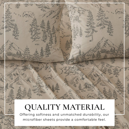 Lodge Print Microfiber Sheet Set – Mountain Ridge Collection – view 42