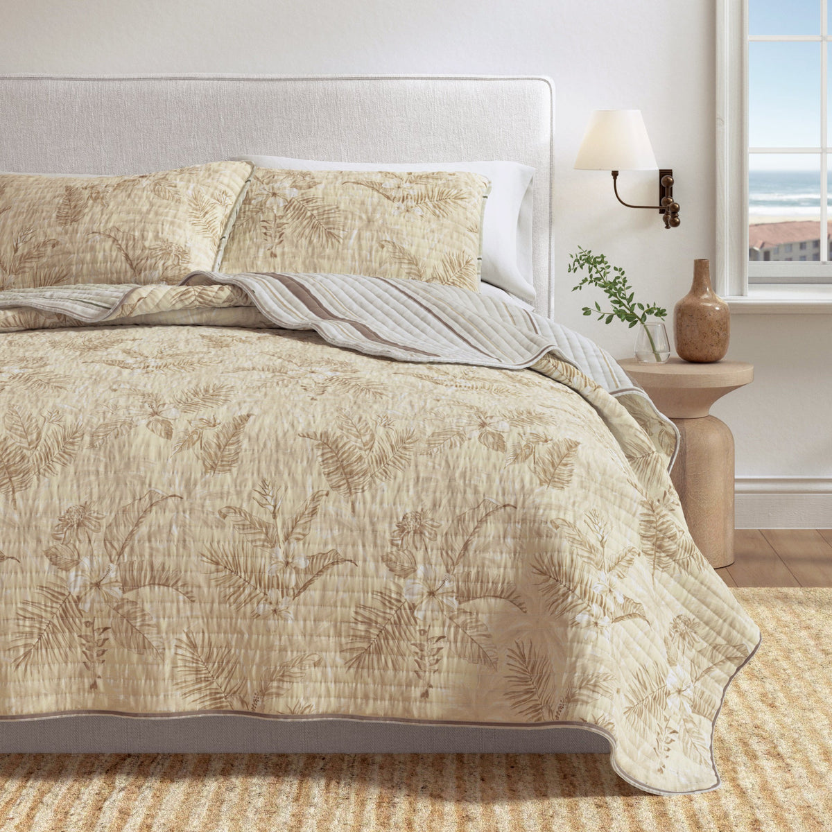 Palm Leaf and Bloom Printed Cotton Quilt Set – Mendocino Collection – view 6