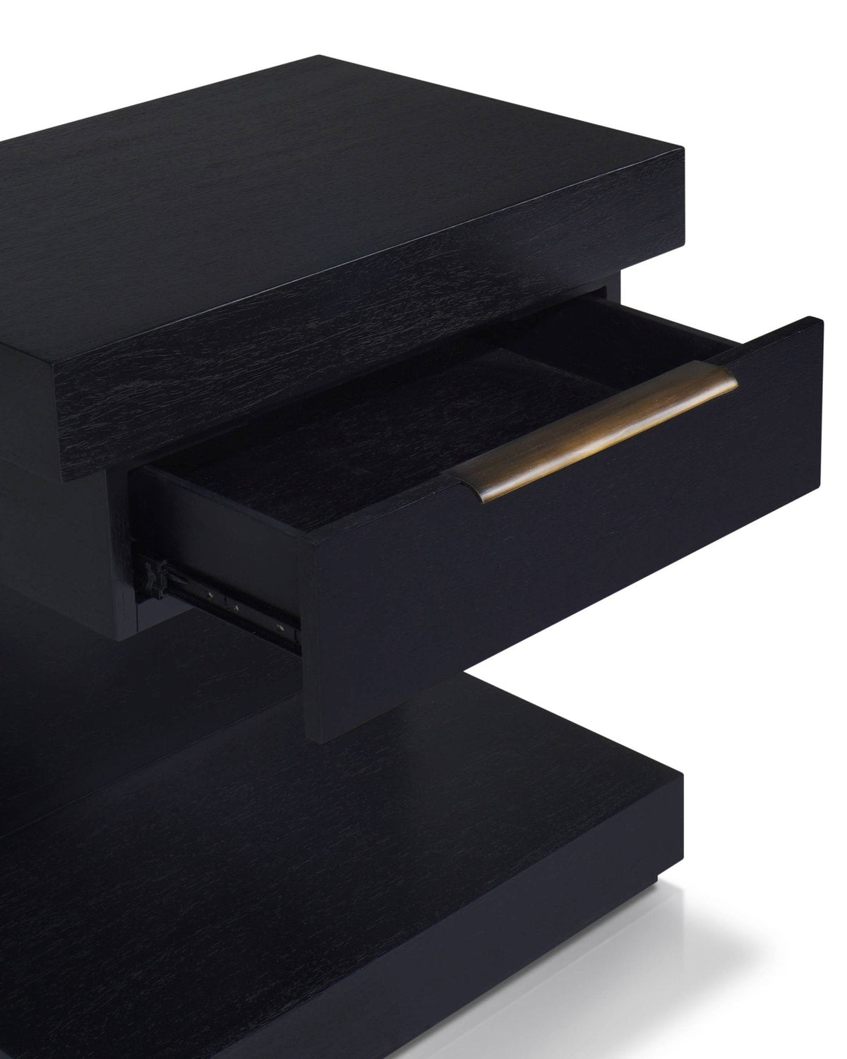 Xavier Modern Black Nightstand with Soft-Close Drawer and Shelf – view 5