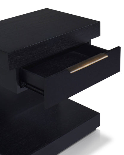 Xavier Modern Black Nightstand with Soft-Close Drawer and Shelf – view 5