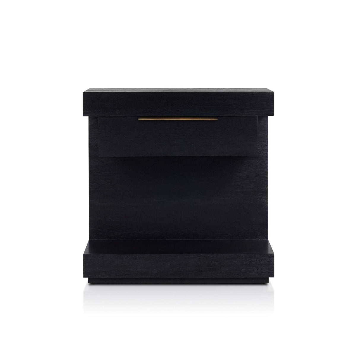 Xavier Modern Black Nightstand with Soft-Close Drawer and Shelf – view 2