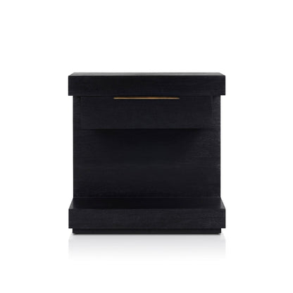 Xavier Modern Black Nightstand with Soft-Close Drawer and Shelf – view 2