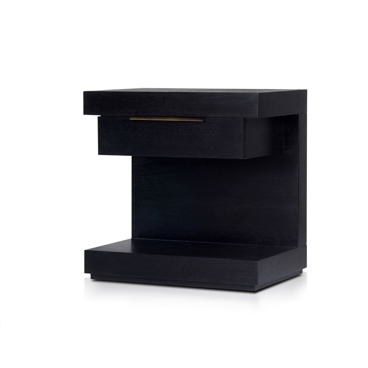 Xavier Modern Black Nightstand with Soft-Close Drawer and Shelf – view 3