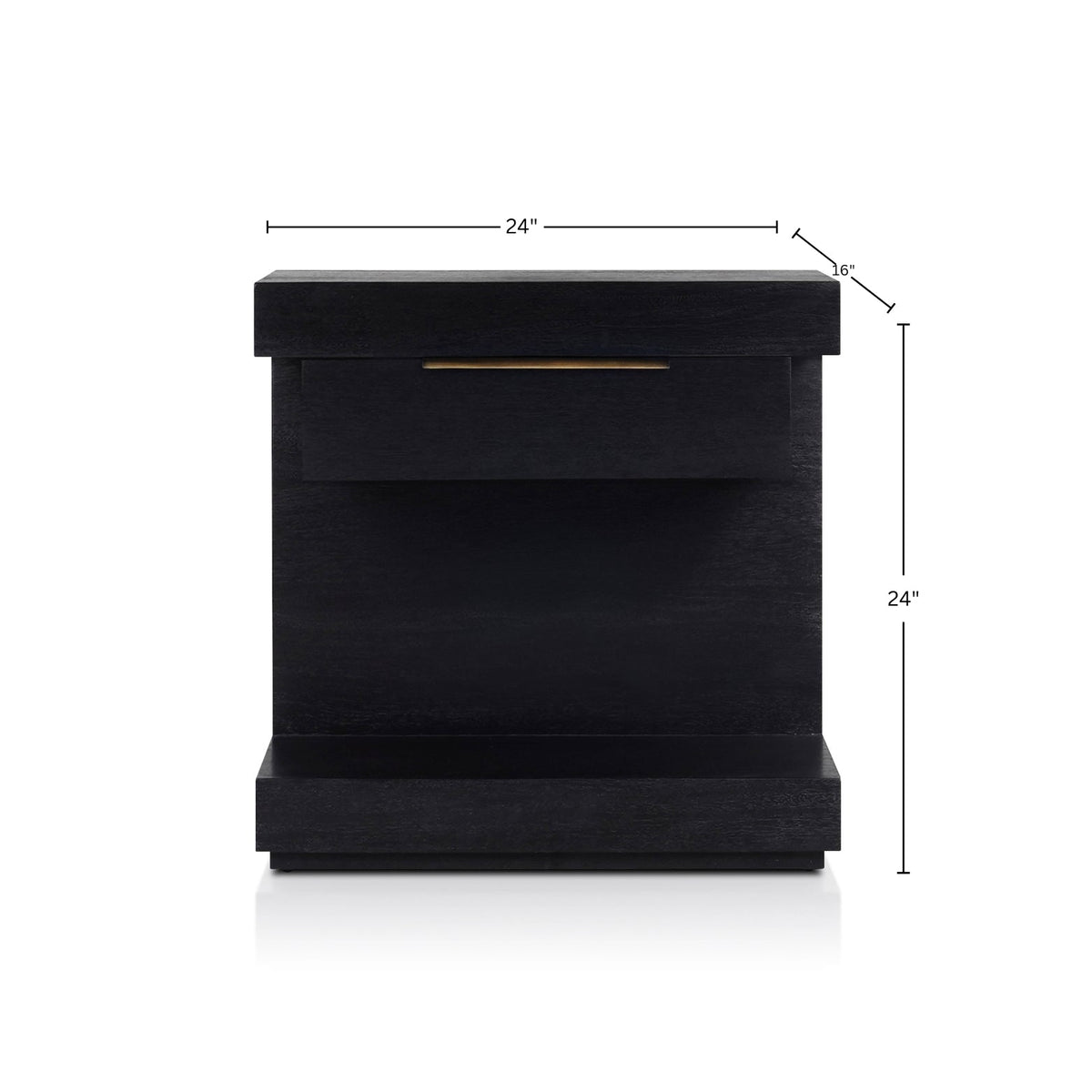 Xavier Modern Black Nightstand with Soft-Close Drawer and Shelf – view 6