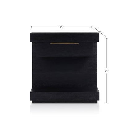 Xavier Modern Black Nightstand with Soft-Close Drawer and Shelf – view 6