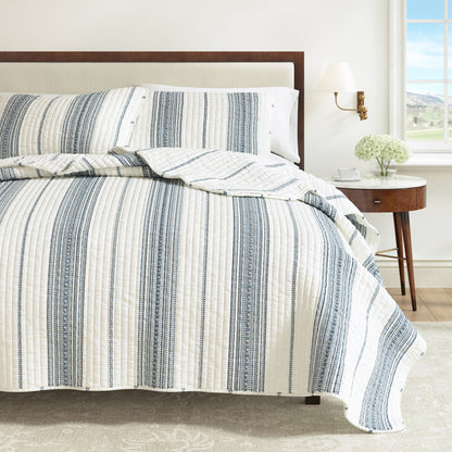 Classic Farmhouse Stripe Reversible Quilt Set – Wesley Collection – view 6