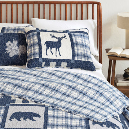 Reversible Plaid Lodge Quilt Set with Shams – Stonehurst Collection – view 12