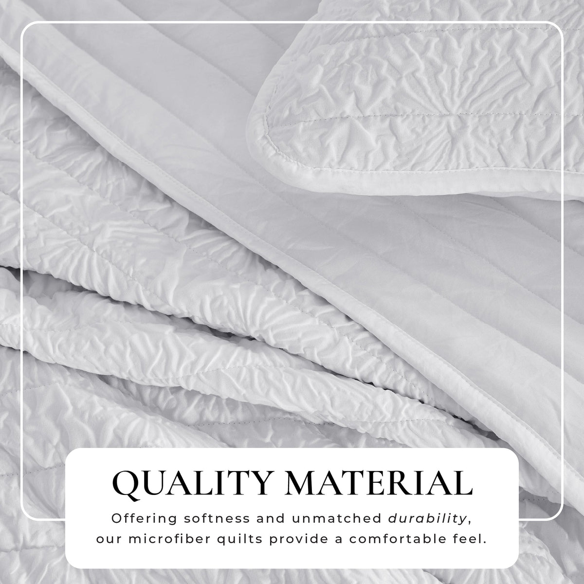 White Floral Embossed Reversible Quilt Set – Floral Microsculpt Collection – view 2