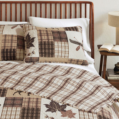 Redwood Deer and Leaf Patchwork Rustic Lodge Quilt Set – view 6