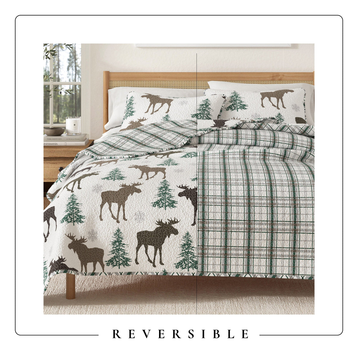 Moose and Trees Lodge Quilt Set with Shams – Wilderness Collection – view 11