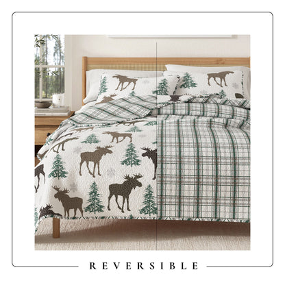 Moose and Trees Lodge Quilt Set with Shams – Wilderness Collection – view 11