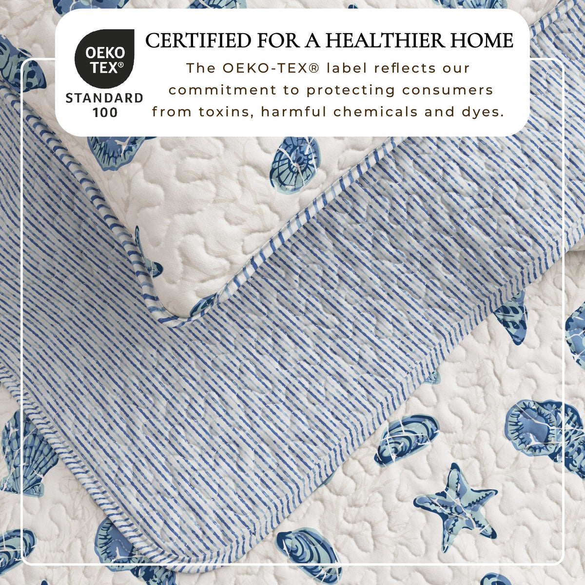 Bali Collection Blue Shells and Coral Coastal Quilt Set – view 2