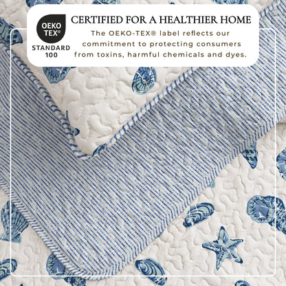 Bali Collection Blue Shells and Coral Coastal Quilt Set – view 2
