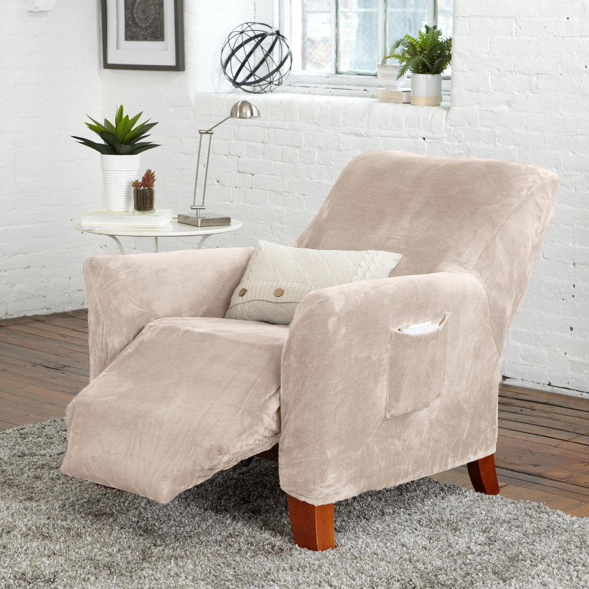 Velvet Stretch Slipcover – Gale Collection Form-Fit Sofa Cover – view 89