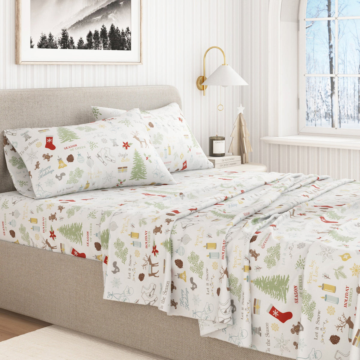 Turkish Cotton Christmas Flannel Sheet Set – Whittaker Collection – view 22