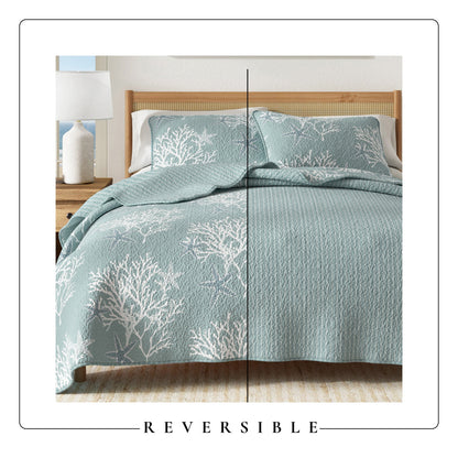 Fenwick Collection Coral-Themed Reversible Microfiber Quilt Set – view 11