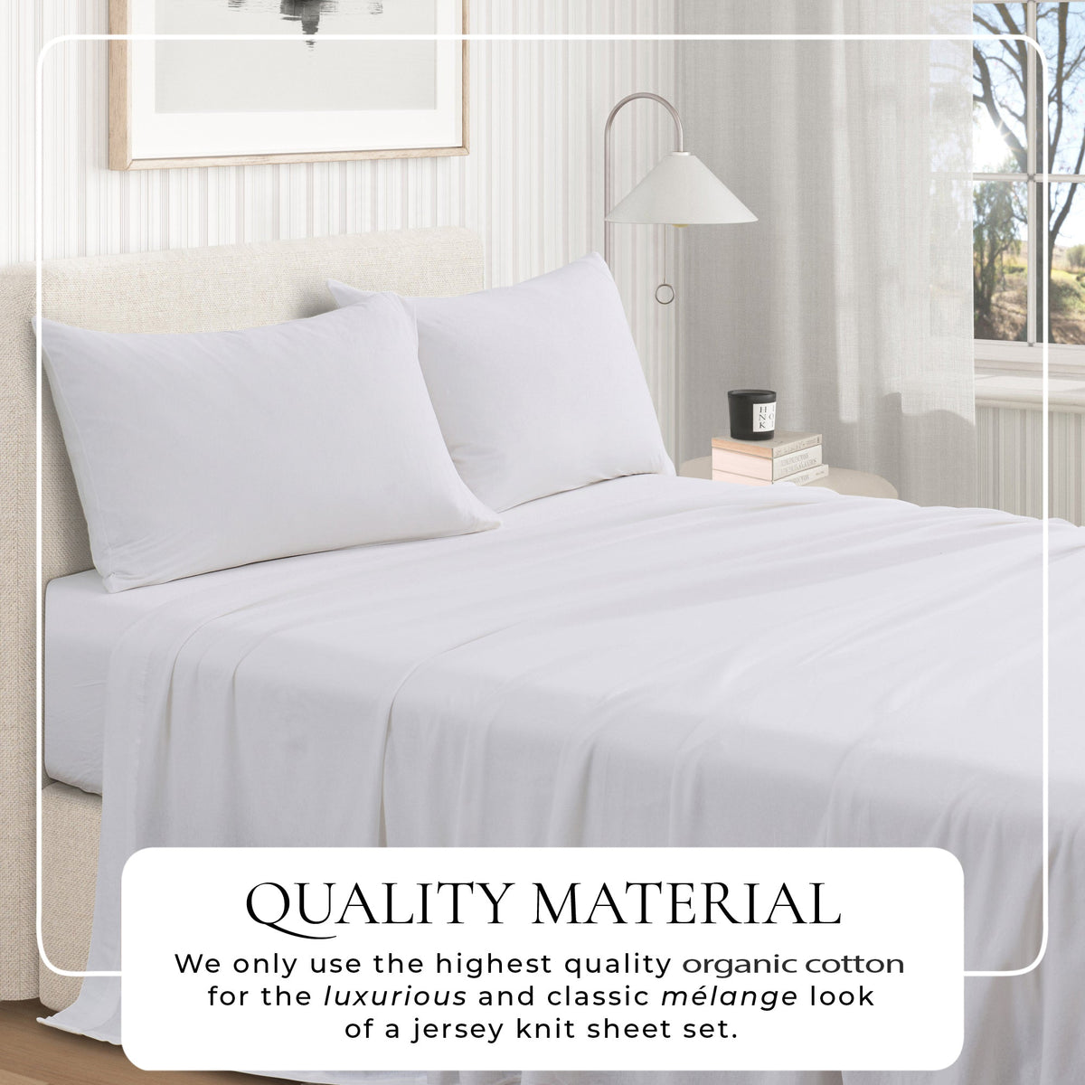 100% Organic Cotton Jersey Knit Sheet Set, Soft and Stretchy – view 2