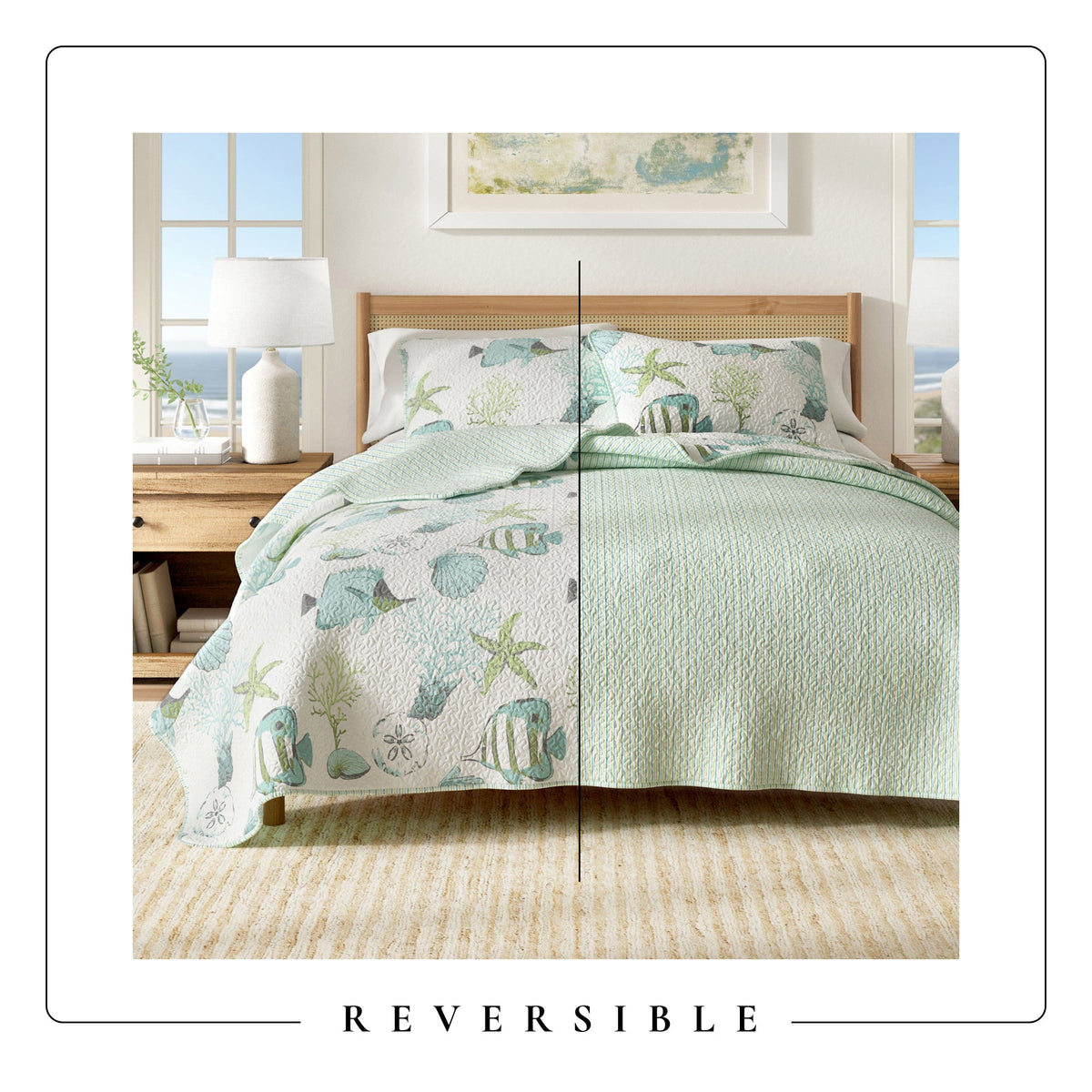 Seaside Collection Fish and Coral Coastal Quilt Set – view 5