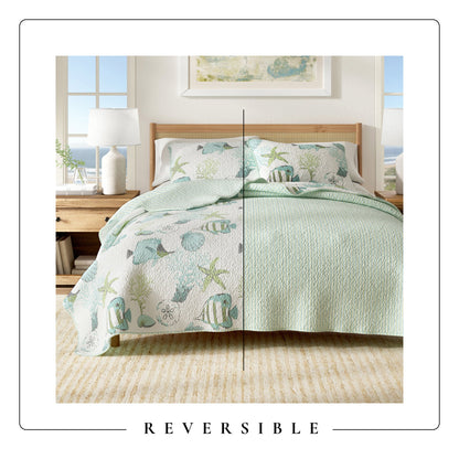Seaside Collection Fish and Coral Coastal Quilt Set – view 5