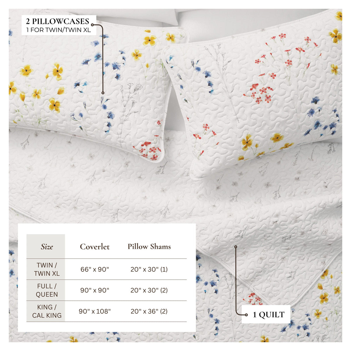 Wildflower Floral Quilt Set with Shams – Marianne Collection – view 2