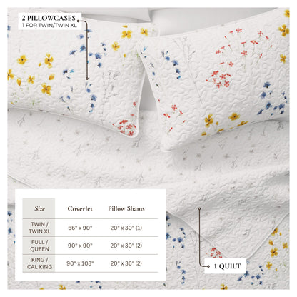 Wildflower Floral Quilt Set with Shams – Marianne Collection – view 2