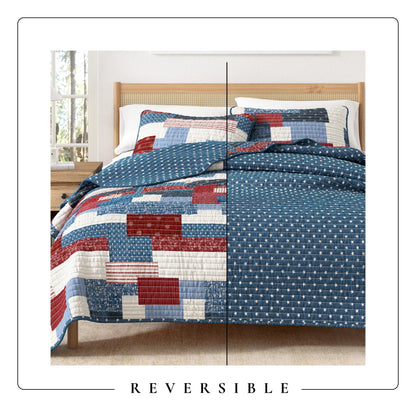 Americana Patchwork Microfiber Quilt Set – Lowel Collection – view 5