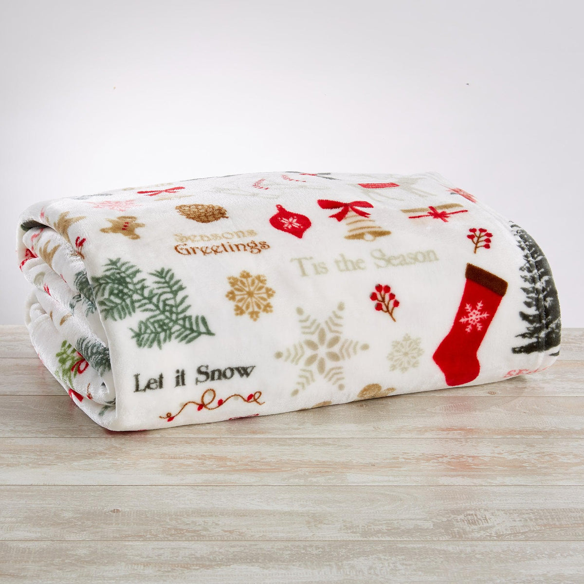 Pearl Collection Holiday Print Velvet Plush Throw and Bed Blanket – view 18